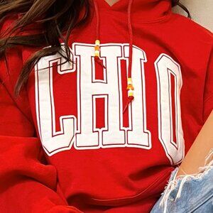 Chi Omega Hoodie with beaded ties